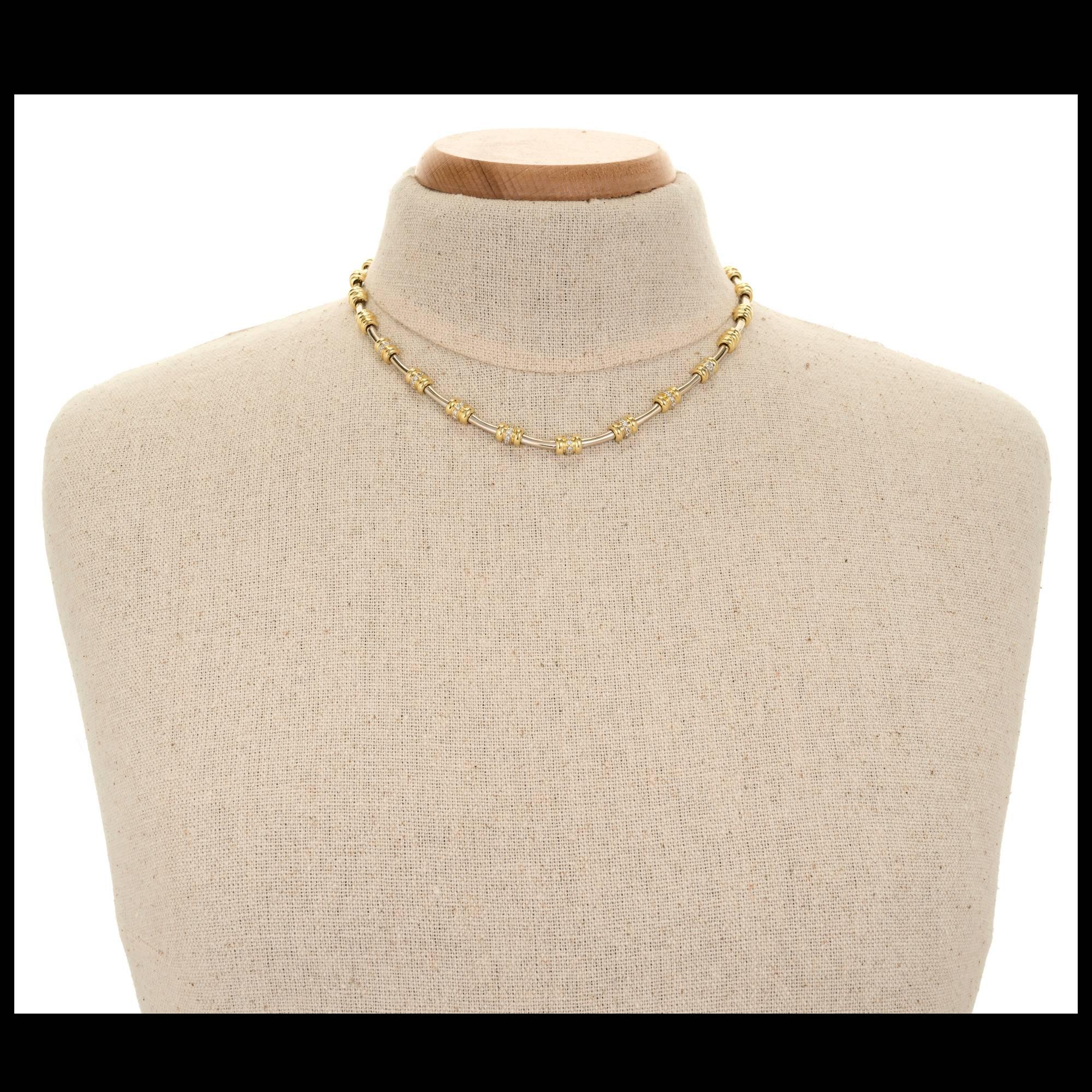 Women's Italian Diamond Gold Tubular Necklace