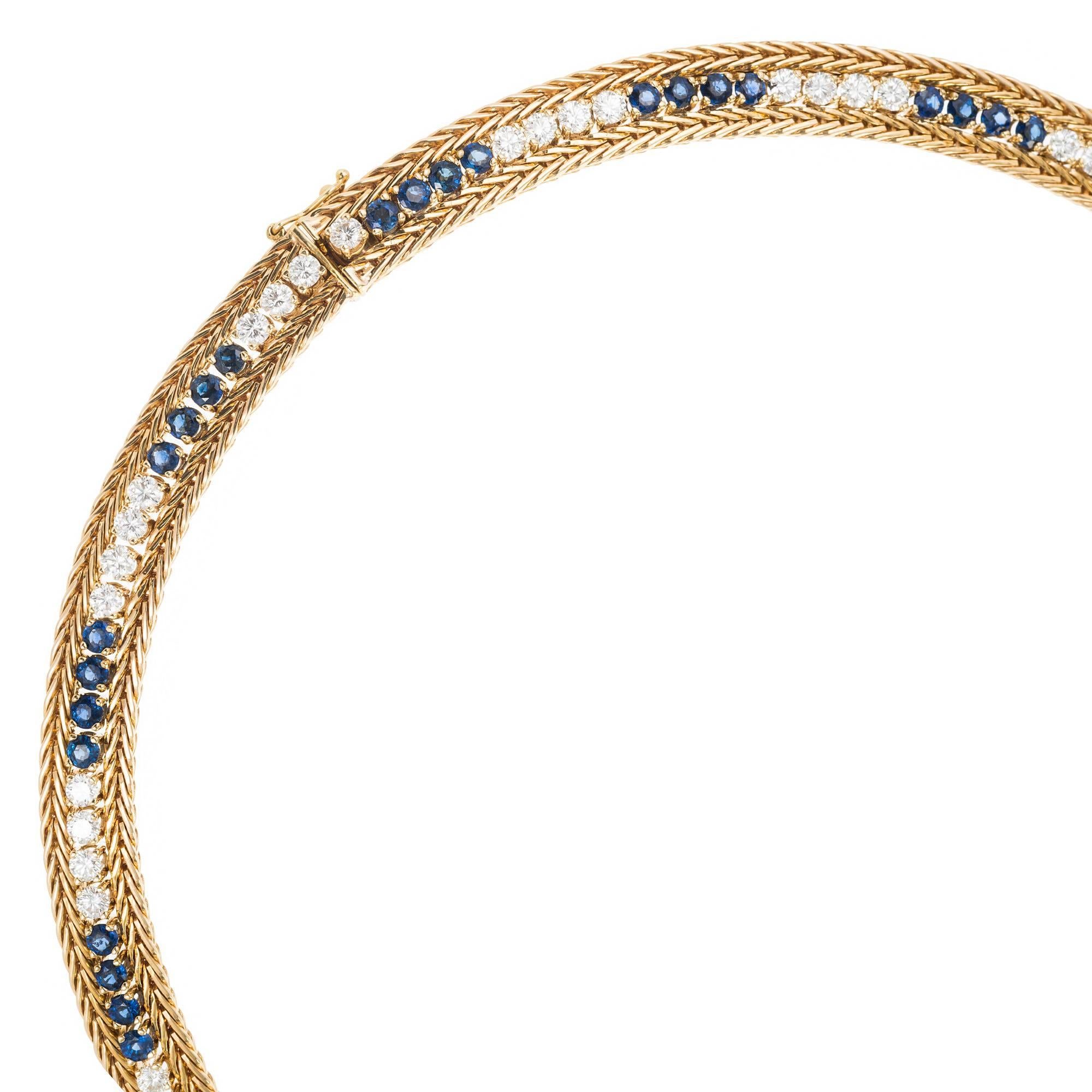 12.60 Carat Sapphire Diamond Yellow Gold Necklace 2