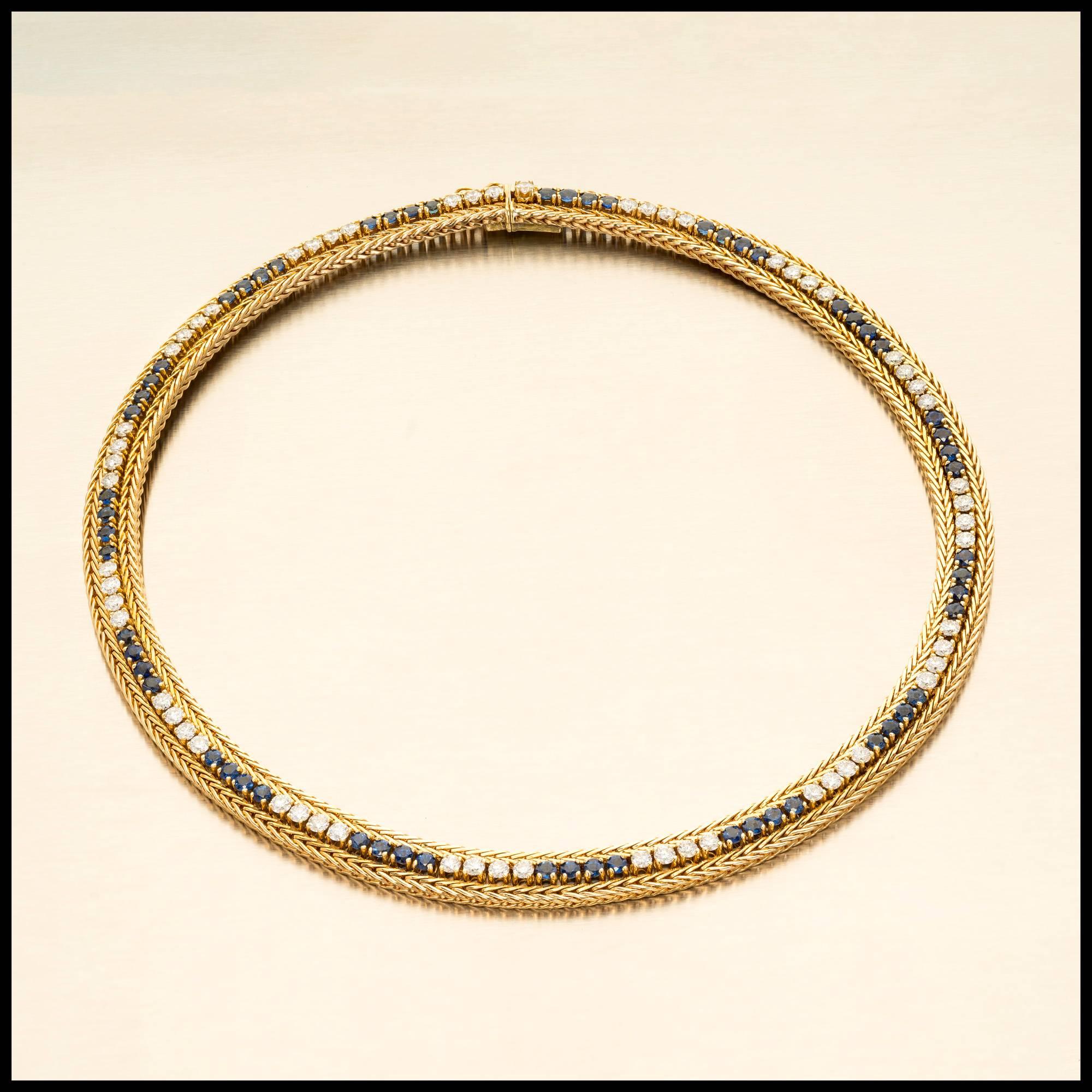 12.60 Carat Sapphire Diamond Yellow Gold Necklace 1