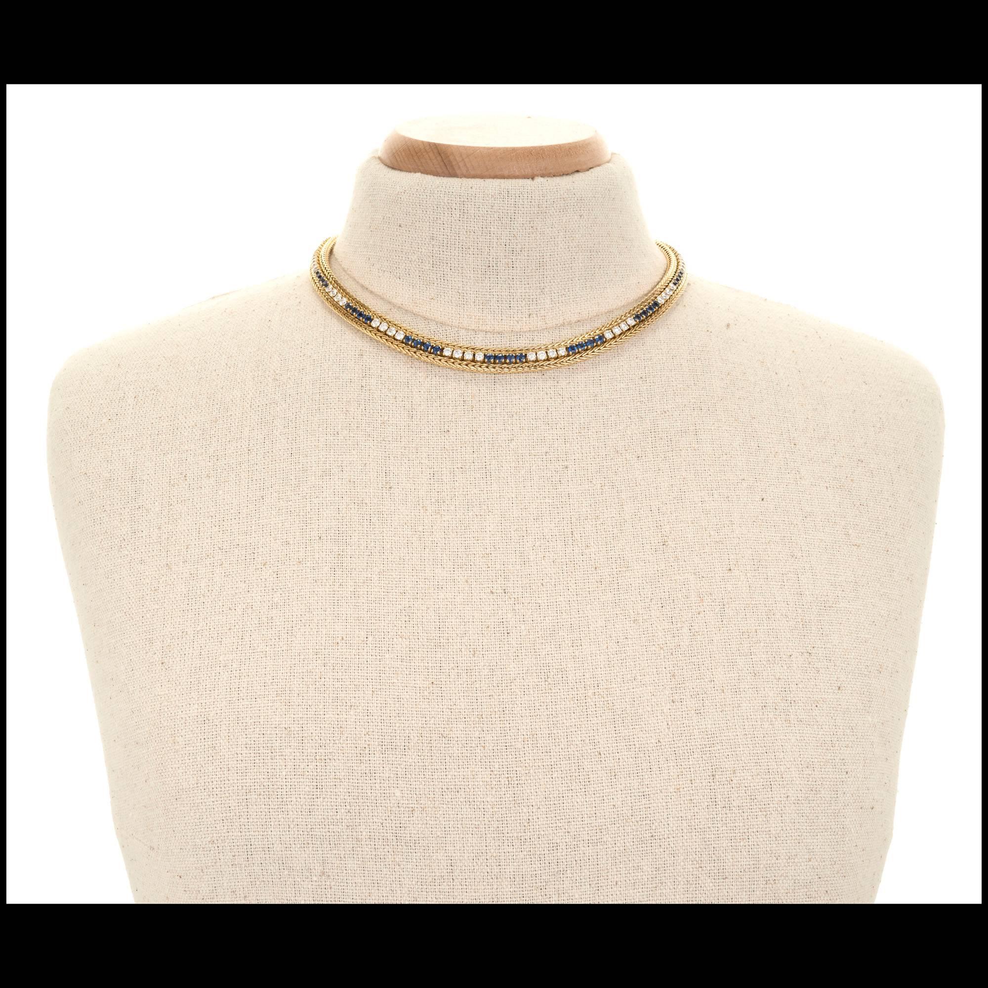 Women's 12.60 Carat Sapphire Diamond Yellow Gold Necklace