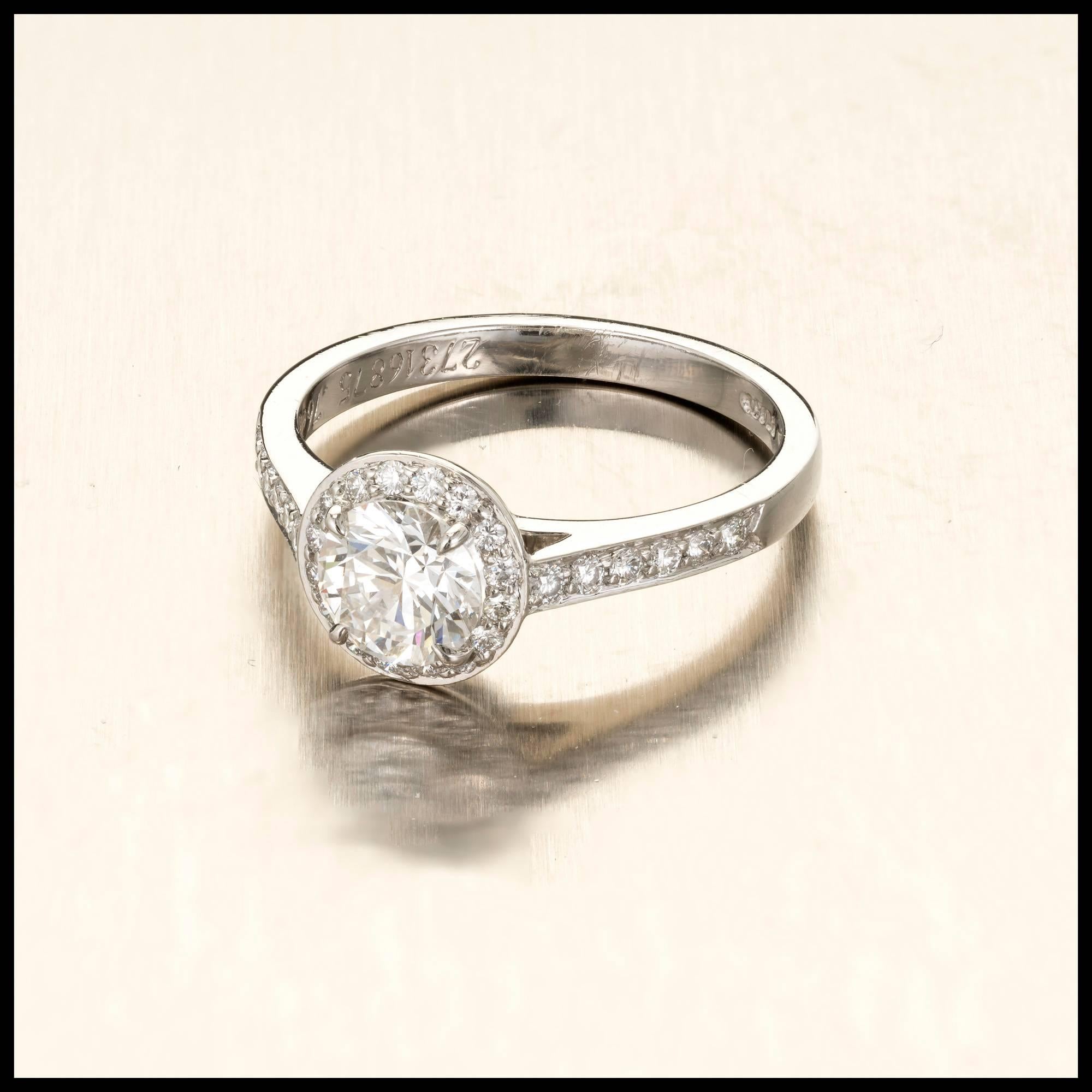 Tiffany & Co .76 Carat Diamond Halo Platinum Engagement Ring 1