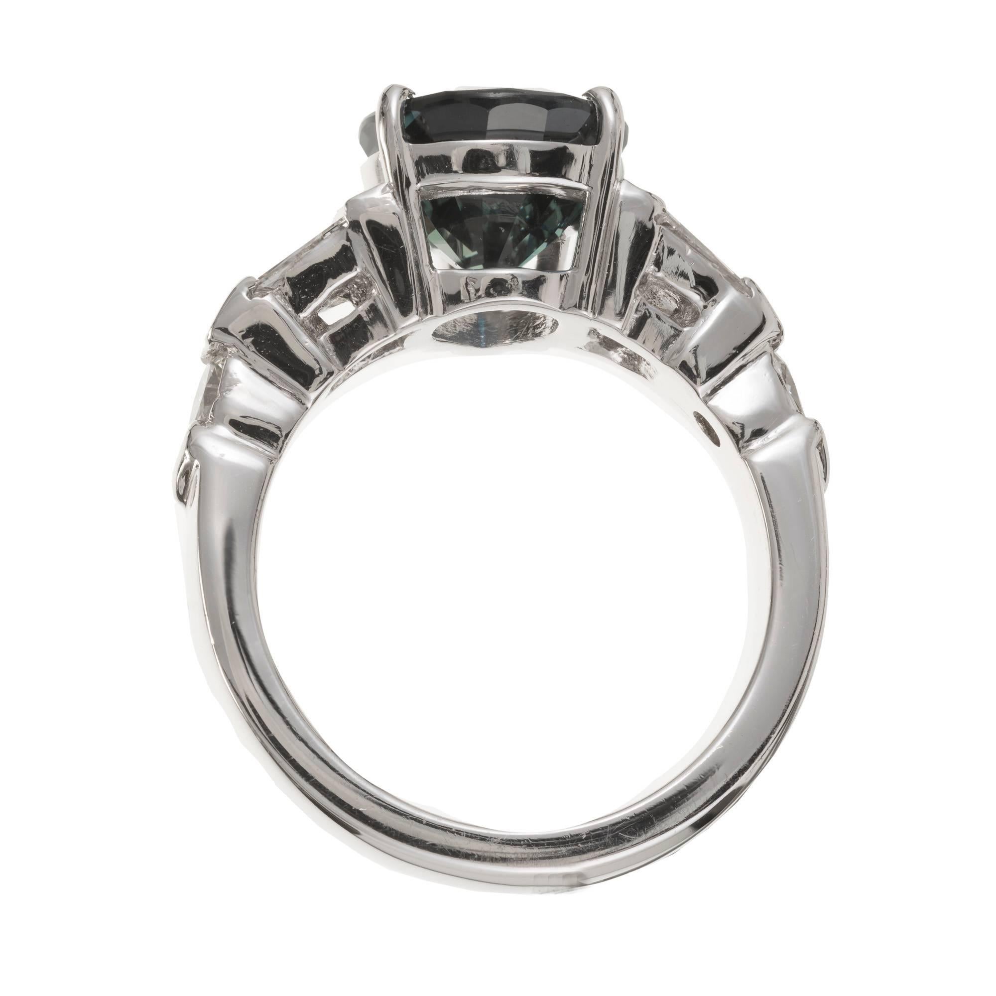 Peter Suchy 4.01 Carat Pear Sapphire Diamond Platinum Engagement Ring For Sale 2
