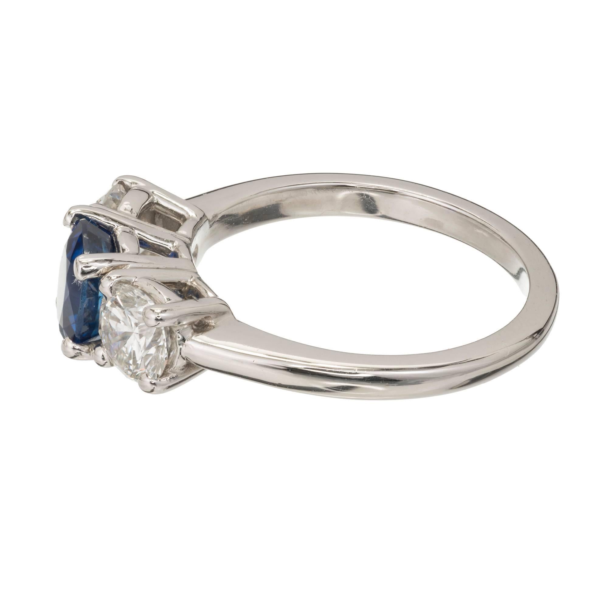 Women's Peter Suchy GIA Certified 1.25 Carat Sapphire Diamond Platinum Engagement Ring