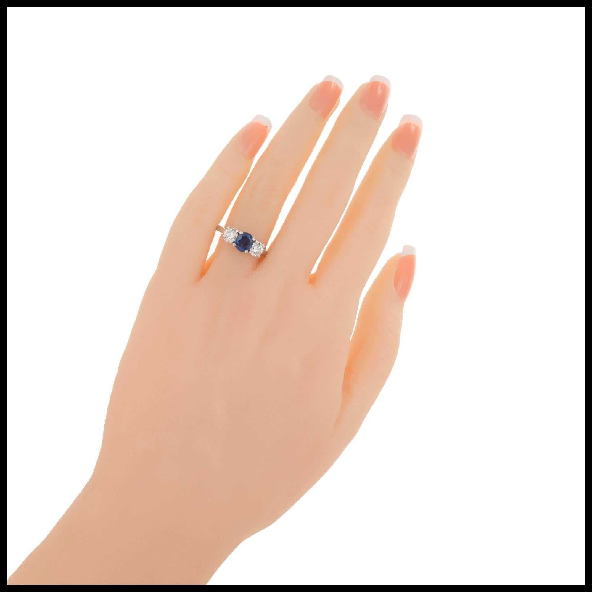 Peter Suchy GIA Certified 1.25 Carat Sapphire Diamond Platinum Engagement Ring 3