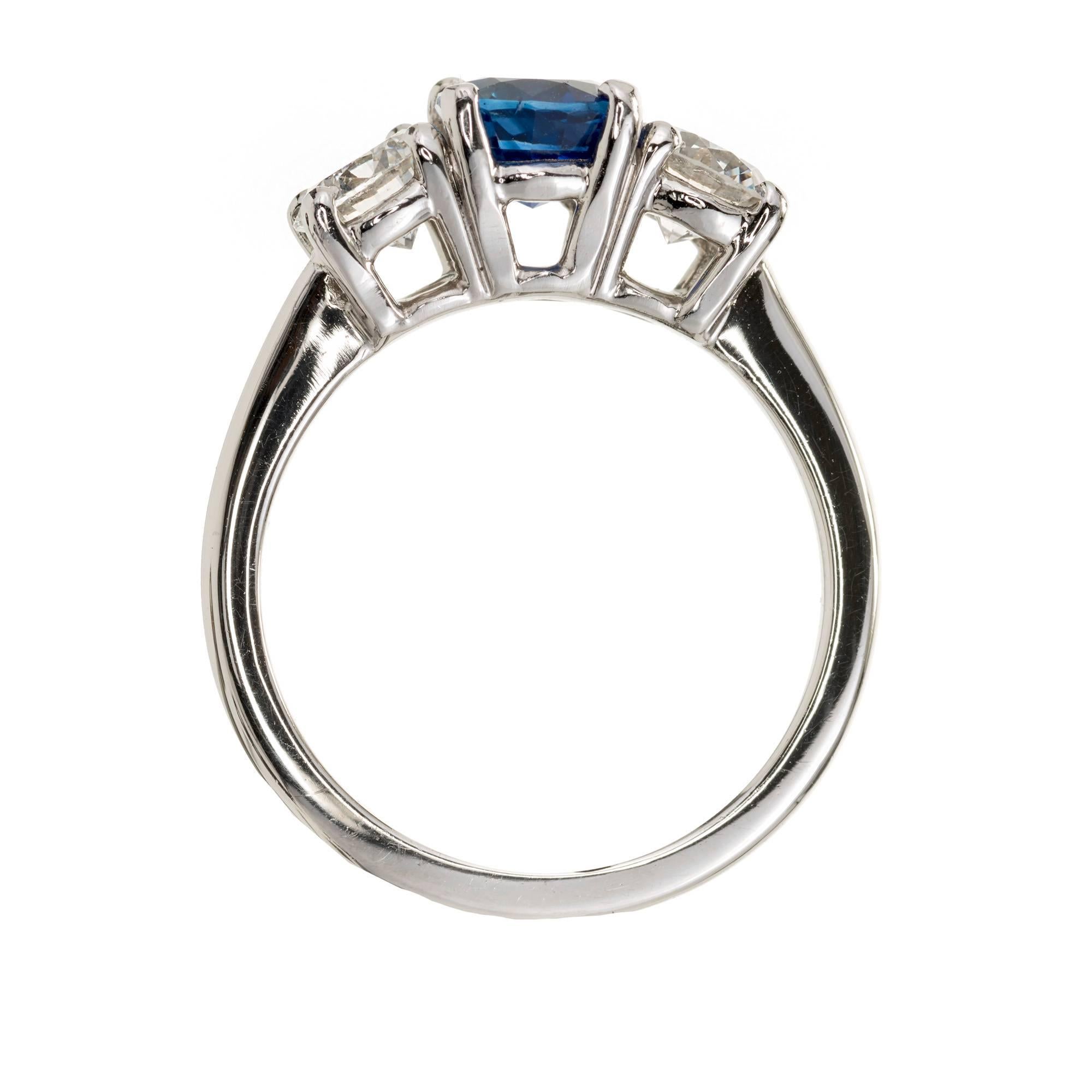 Peter Suchy GIA Certified 1.25 Carat Sapphire Diamond Platinum Engagement Ring 2