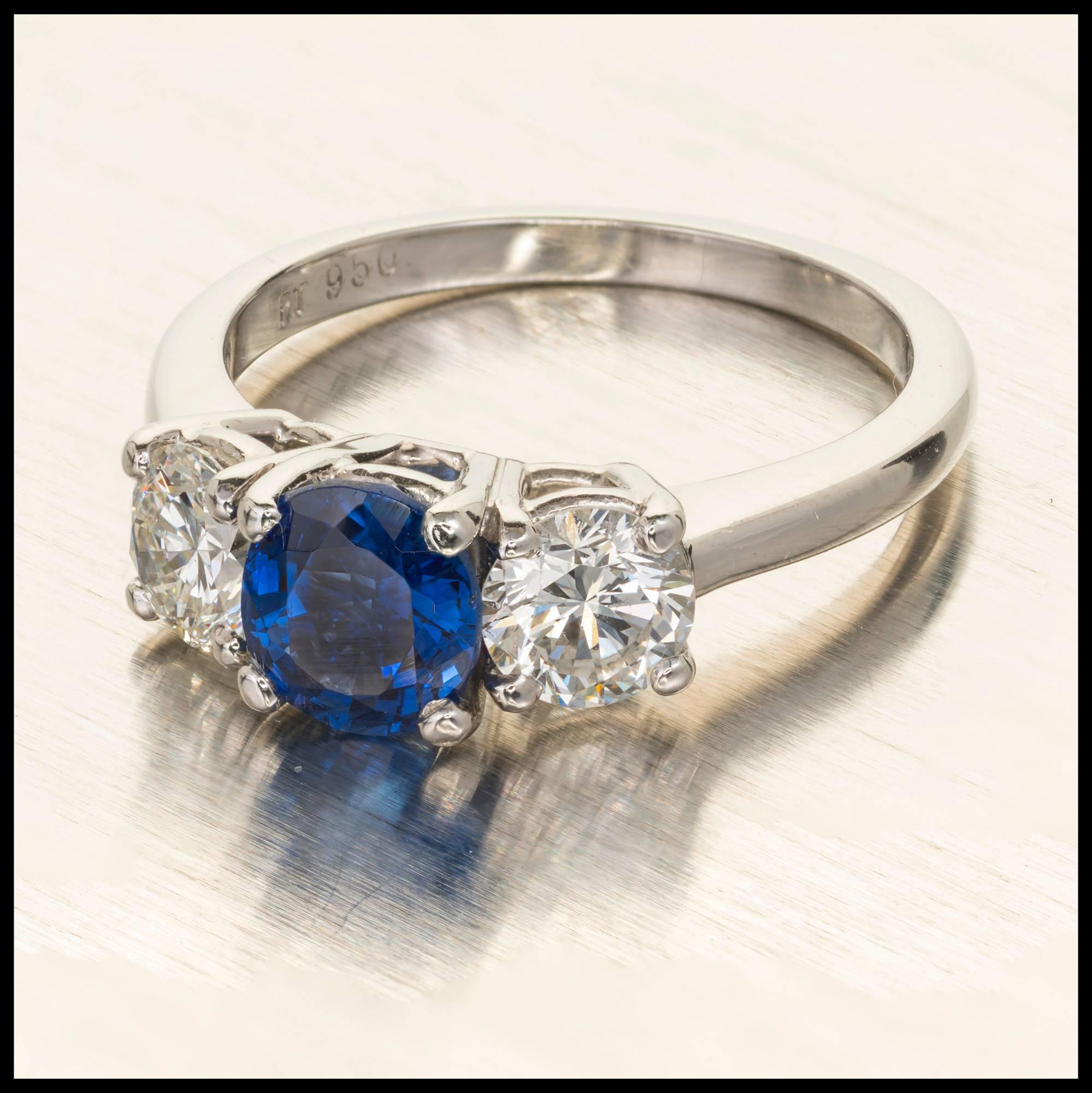 Peter Suchy GIA Certified 1.25 Carat Sapphire Diamond Platinum Engagement Ring 5