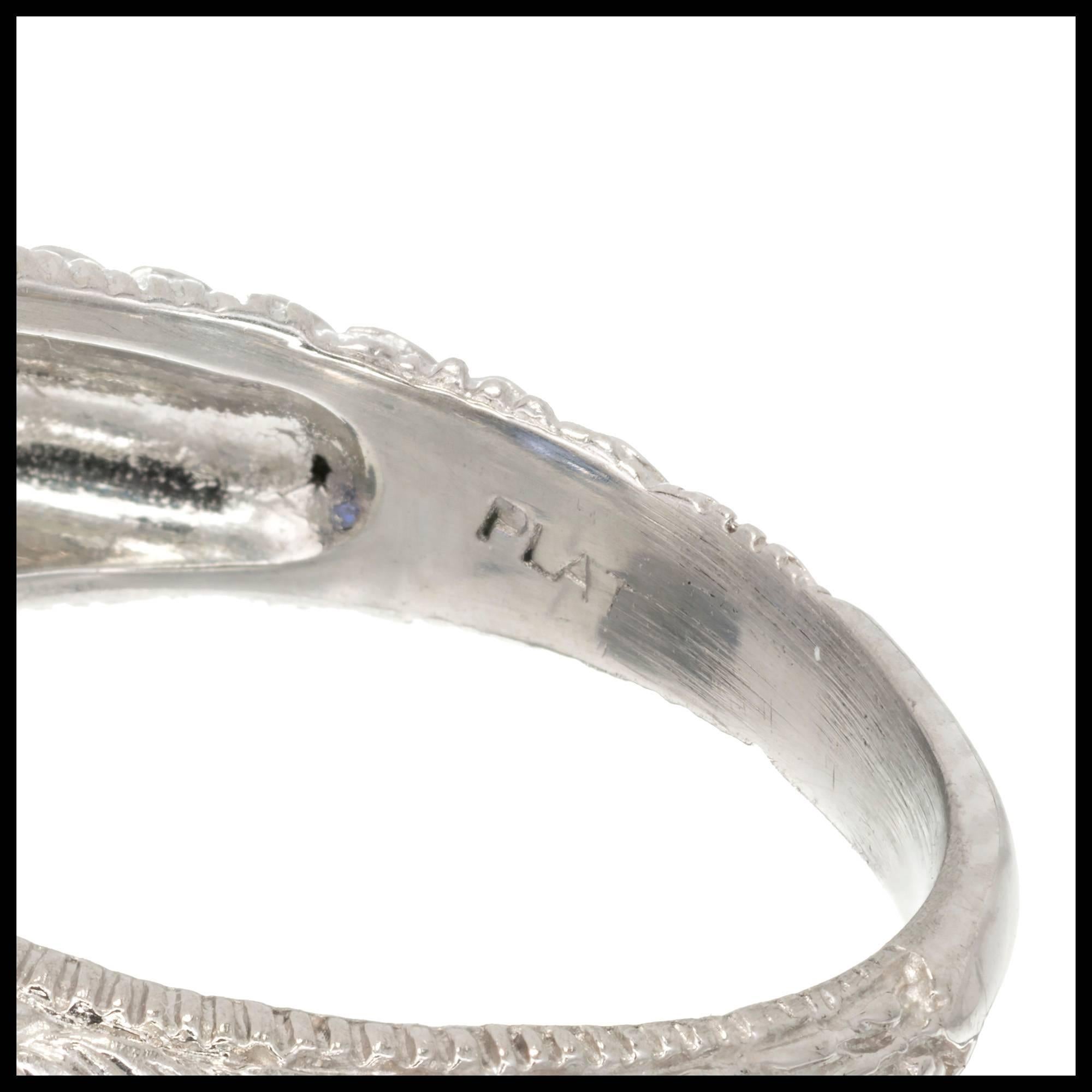 Women's Peter Suchy 3.79 Carat Diamond Sapphire Three-Stone Platinum Engagement Ring