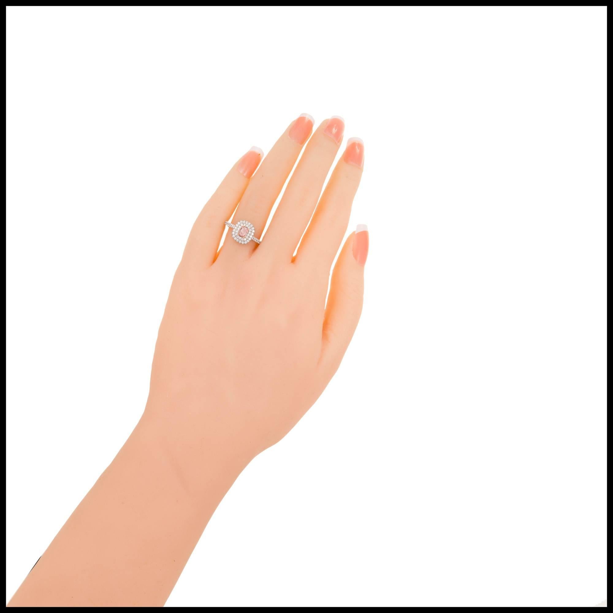 Round Cut Peter Suchy .31 Carat Pink Diamond Halo Platinum Gold Engagement Ring