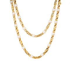 Bulgari Passo Doppio Pearl Gold 2 Necklace Set