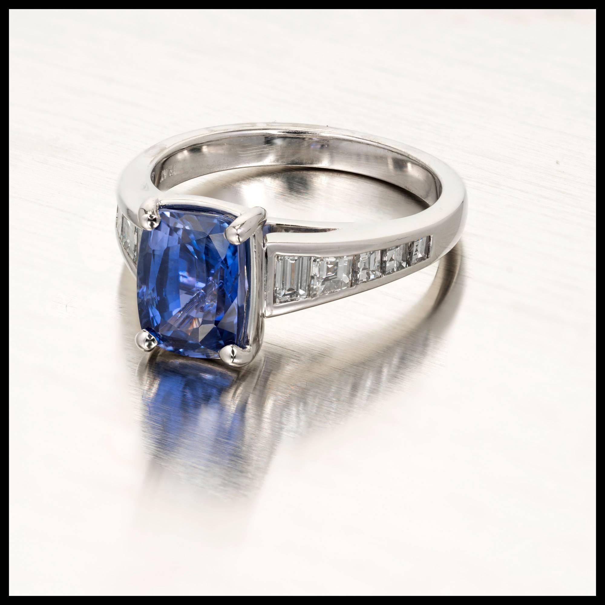 Cushion Cut 3.03 Carat Violet Blue Natural Sapphire Sasha Primak Engagement Ring For Sale