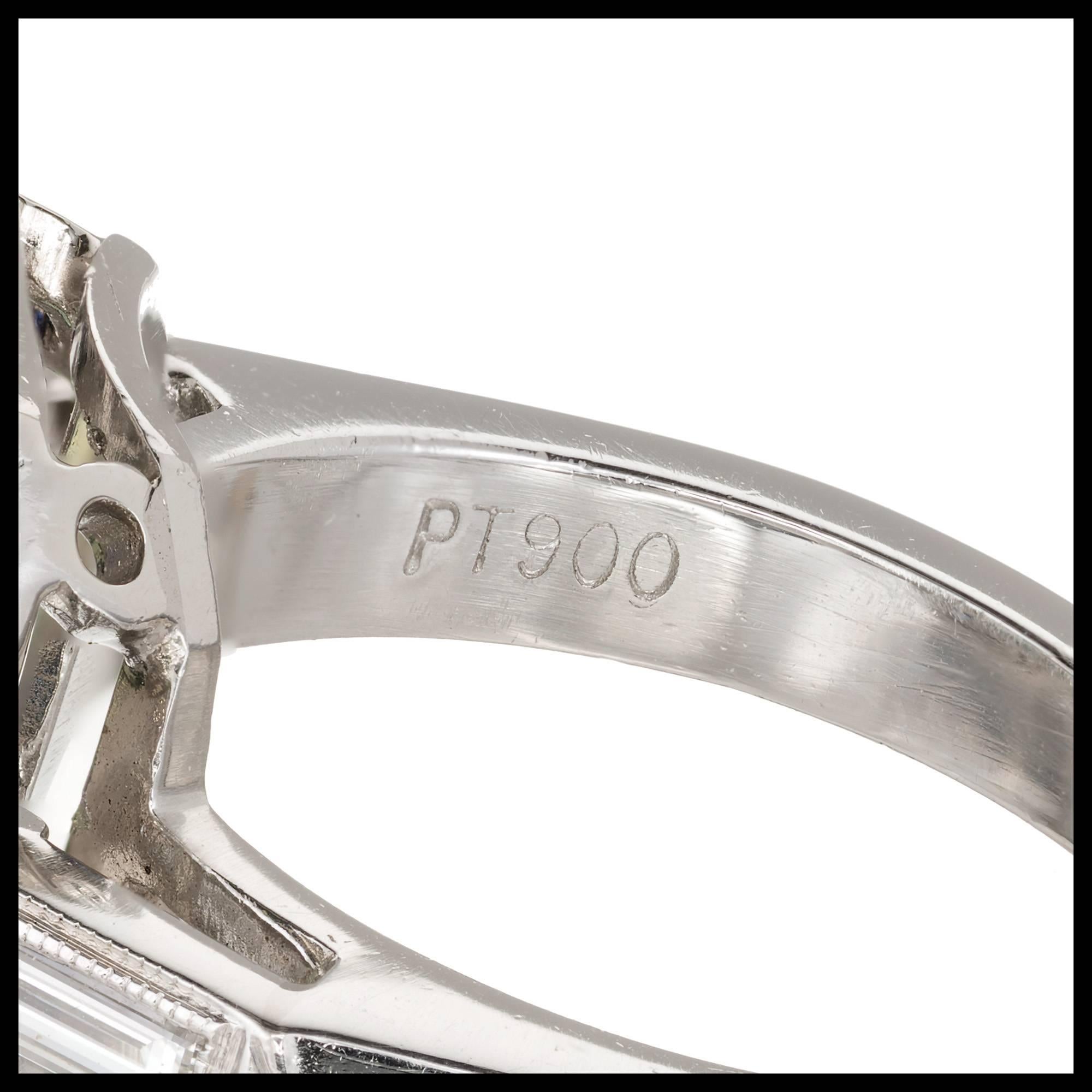 Women's Peter Suchy 3.39 Carat Green Sapphire Diamond Platinum Engagement Ring For Sale