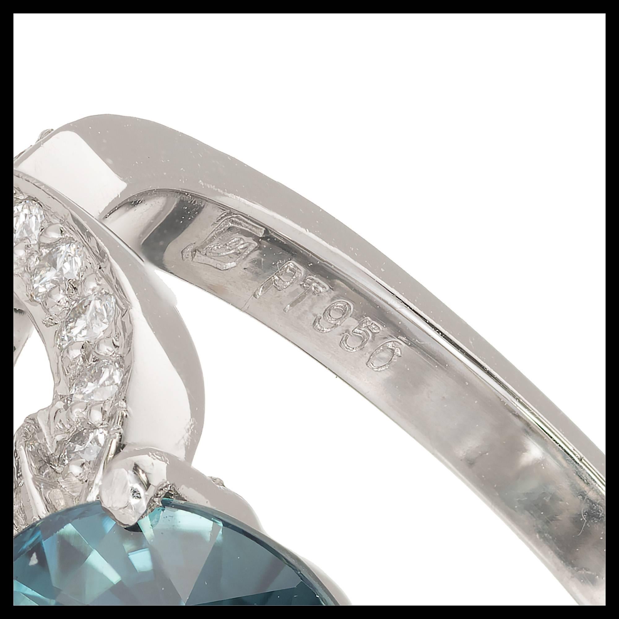 Peter Suchy GIA 2.70 Carat Round Sapphire Diamond Platinum Engagement Ring For Sale 1