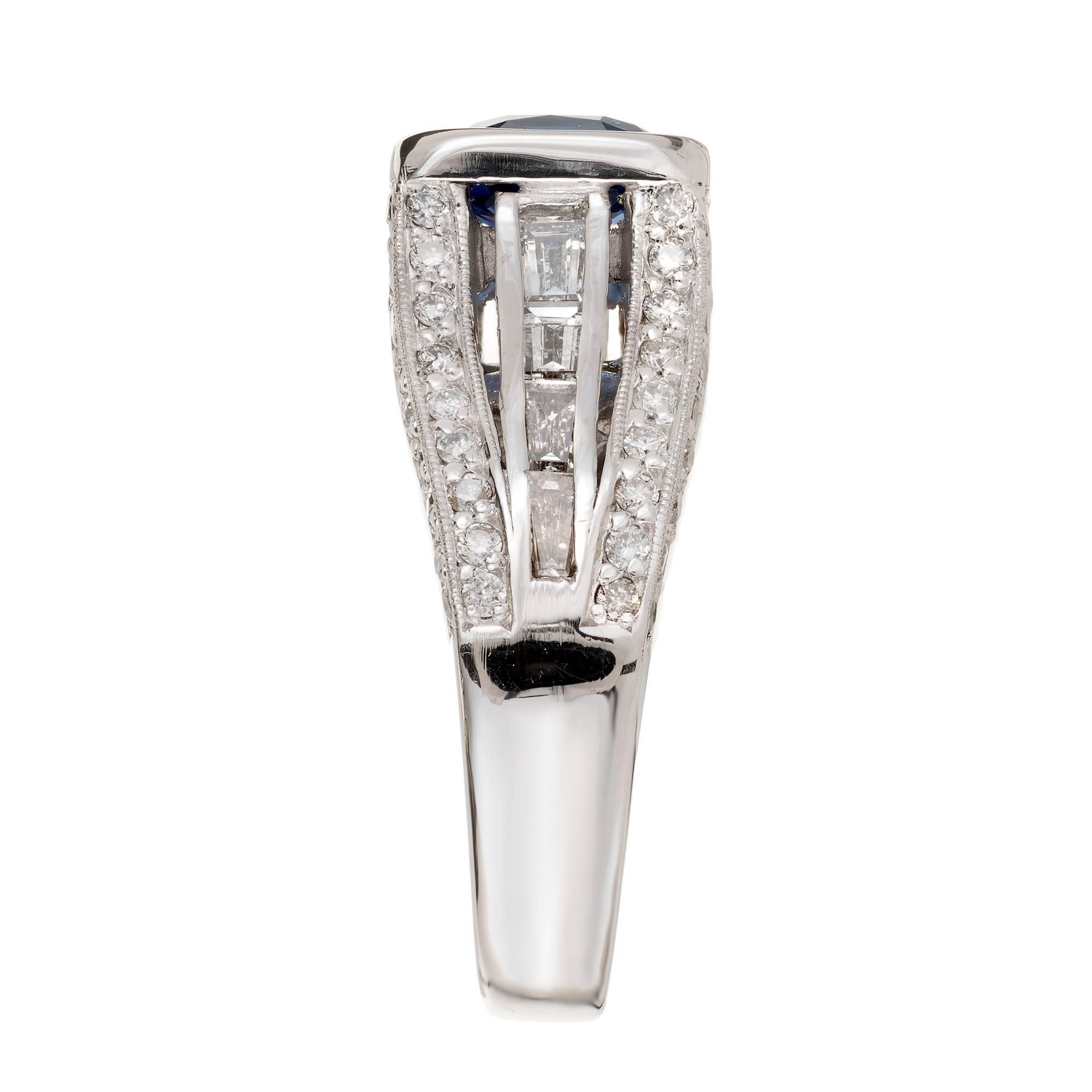 Peter Suchy 1.98 Carat Cushion Cut Sapphire Diamond Platinum Engagement Ring For Sale 5
