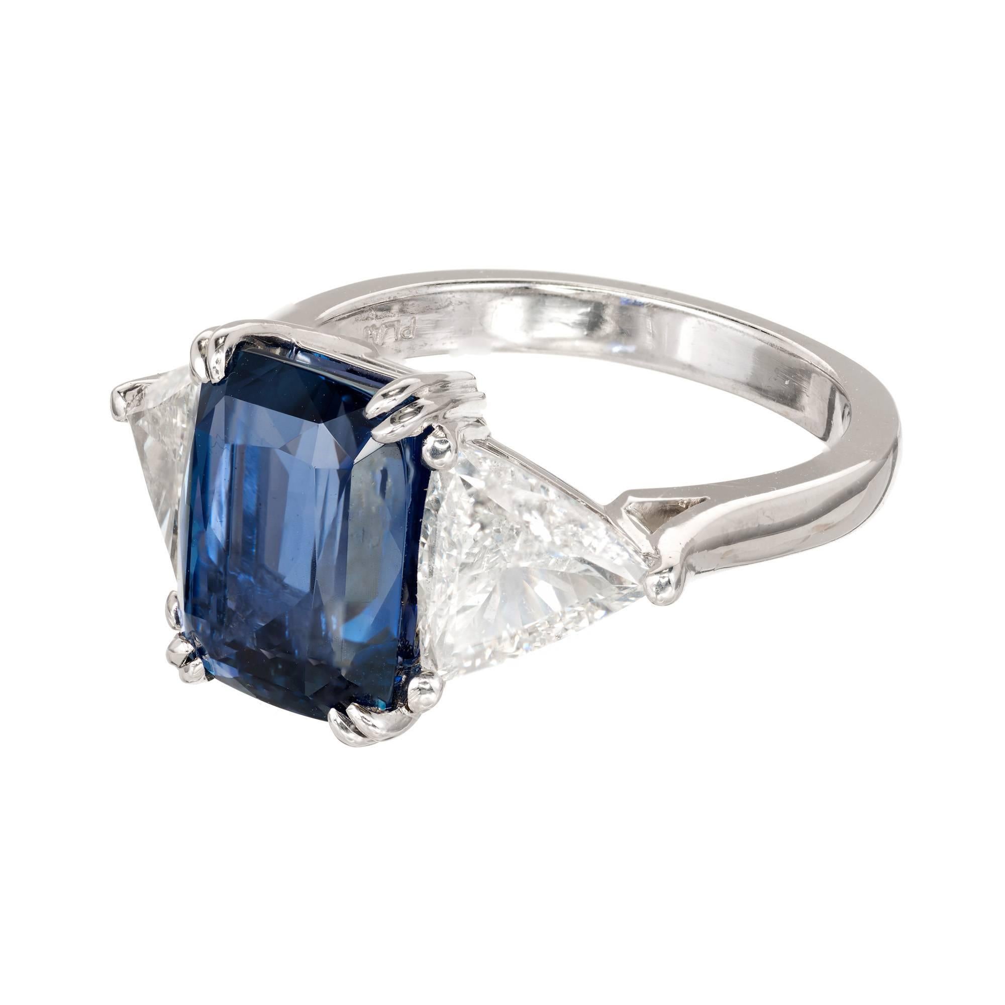 Peter Suchy 4.61 Carat Sapphire Diamond Platinum Three-Stone Engagement Ring 1