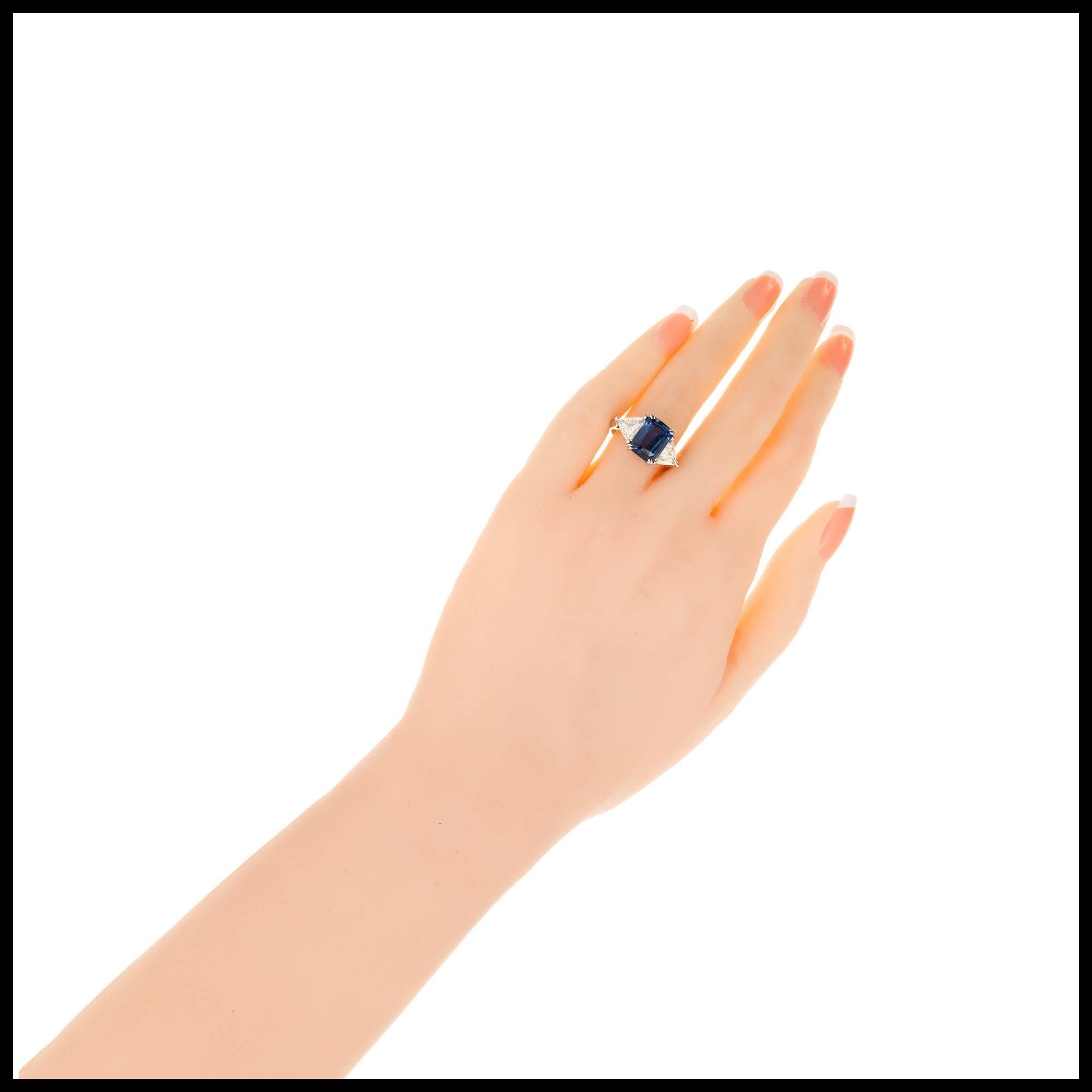 Peter Suchy 4.61 Carat Sapphire Diamond Platinum Three-Stone Engagement Ring In Good Condition In Stamford, CT