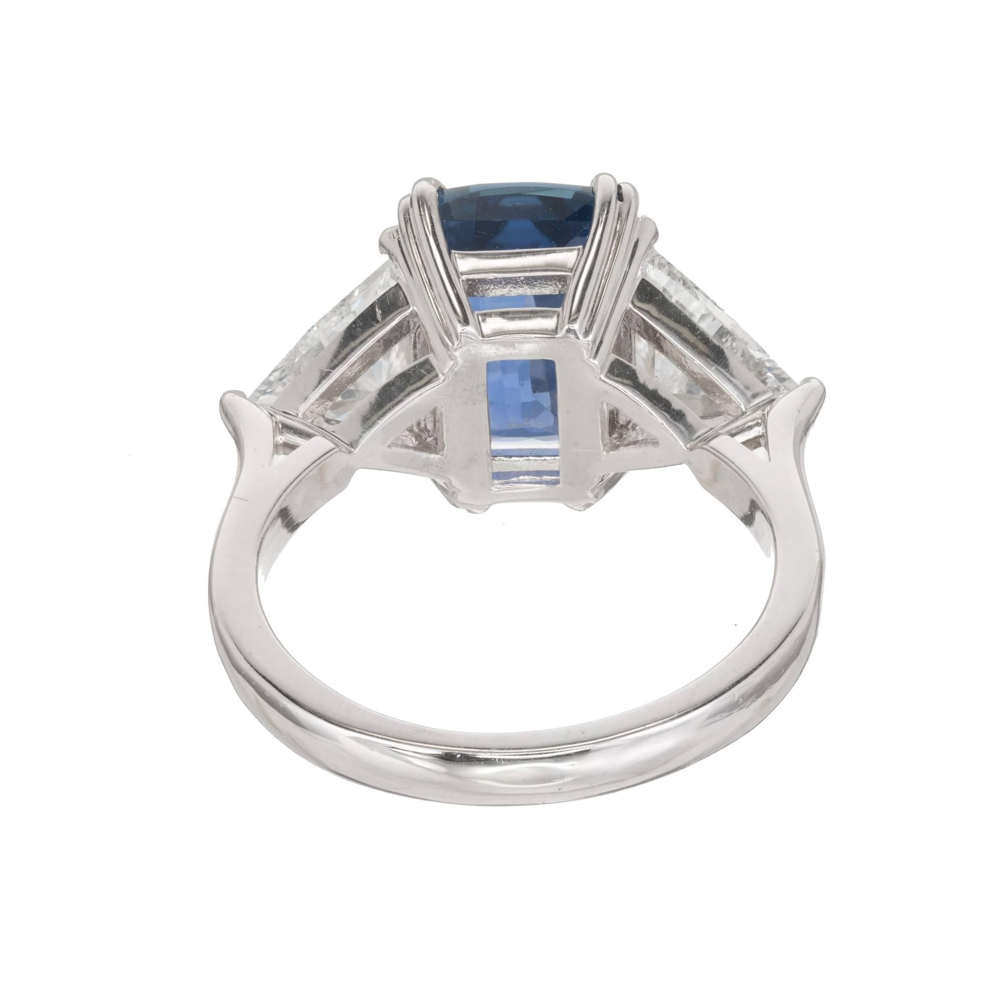 Peter Suchy 4.61 Carat Sapphire Diamond Platinum Three-Stone Engagement Ring 3