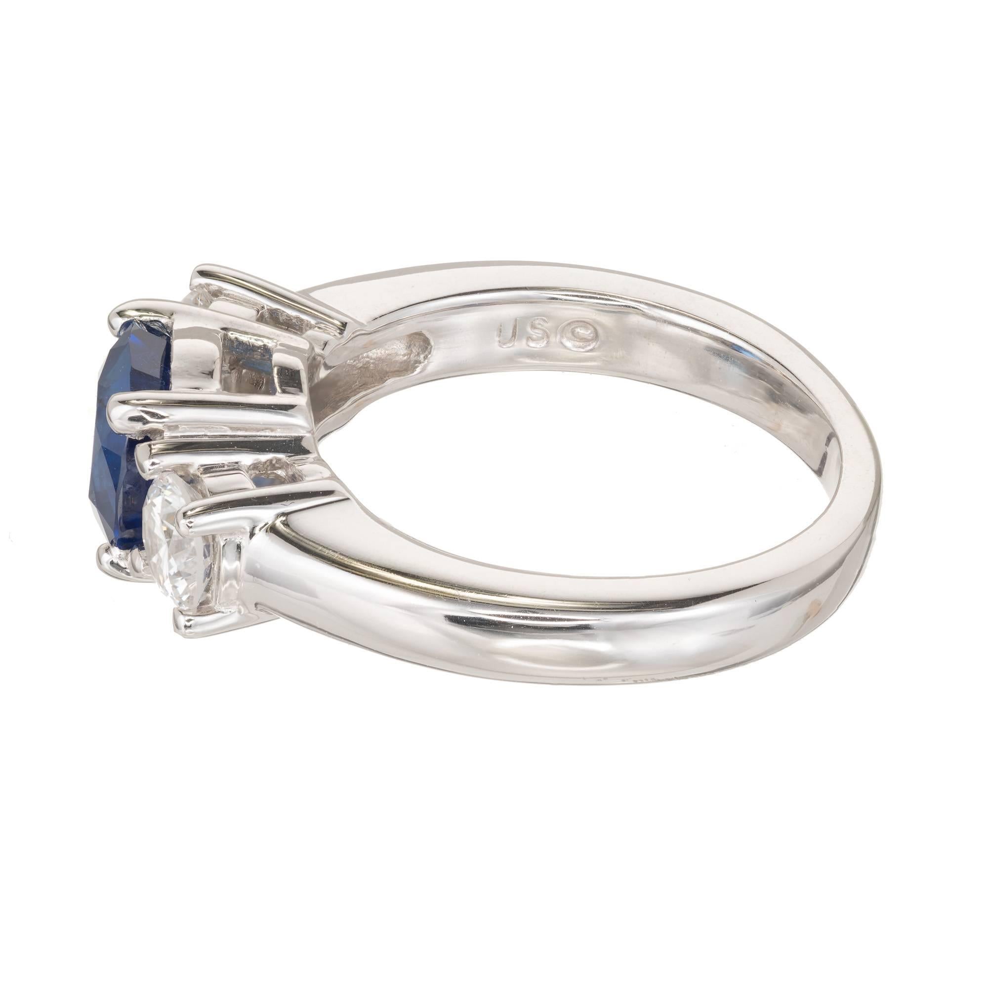 Women's Peter Suchy 1.93 Carat Sapphire Diamond Three-Stone Gold Engagement Ring