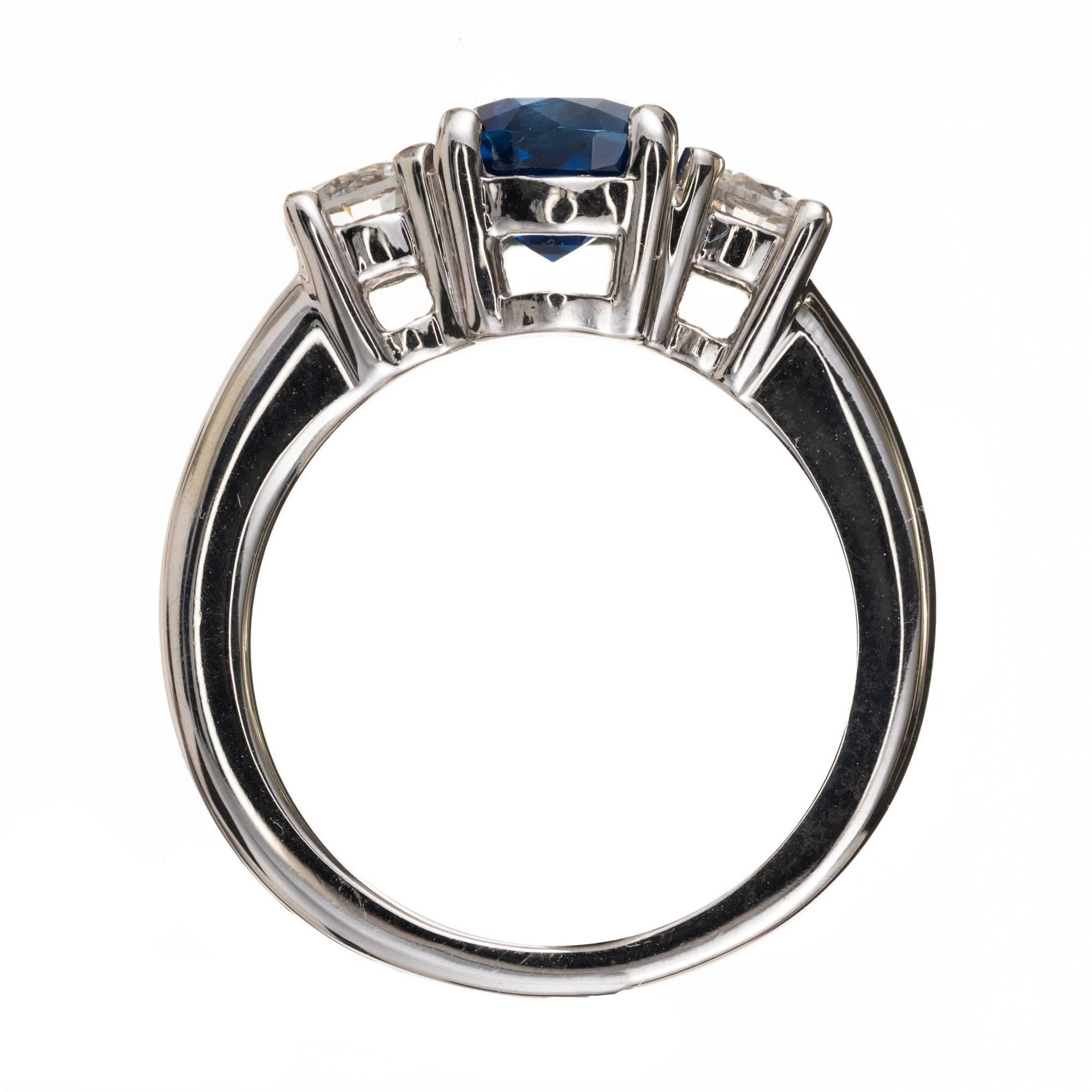 Peter Suchy 1.93 Carat Sapphire Diamond Three-Stone Gold Engagement Ring 2