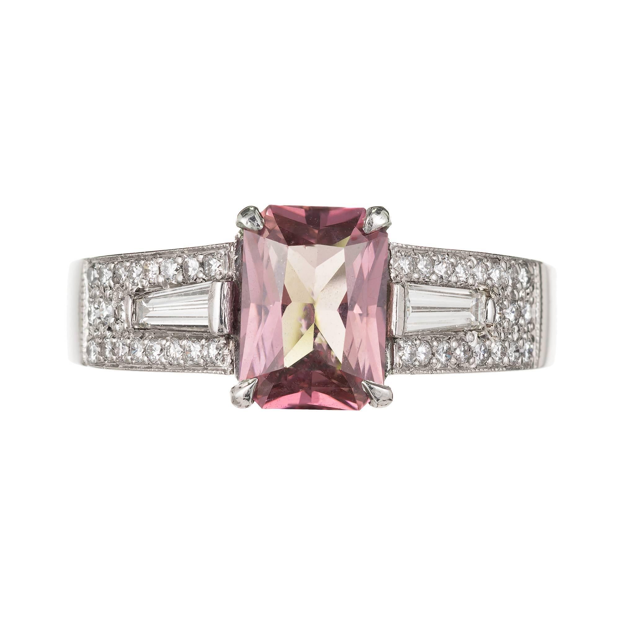 Women's Peter Suchy 2.06 Carat Pink Sapphire Diamond Platinum Engagement Ring For Sale