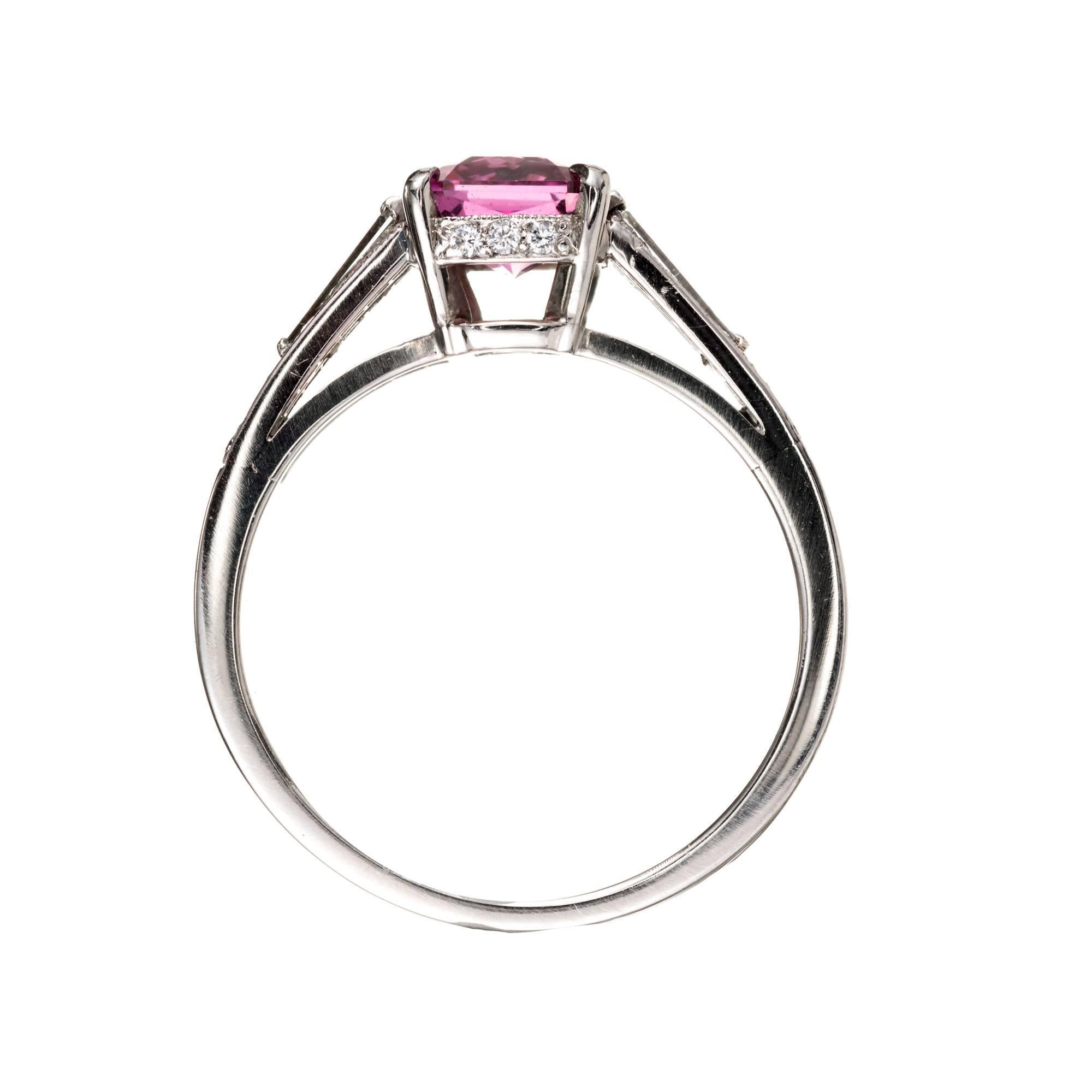 Peter Suchy 2.06 Carat Pink Sapphire Diamond Platinum Engagement Ring For Sale 1