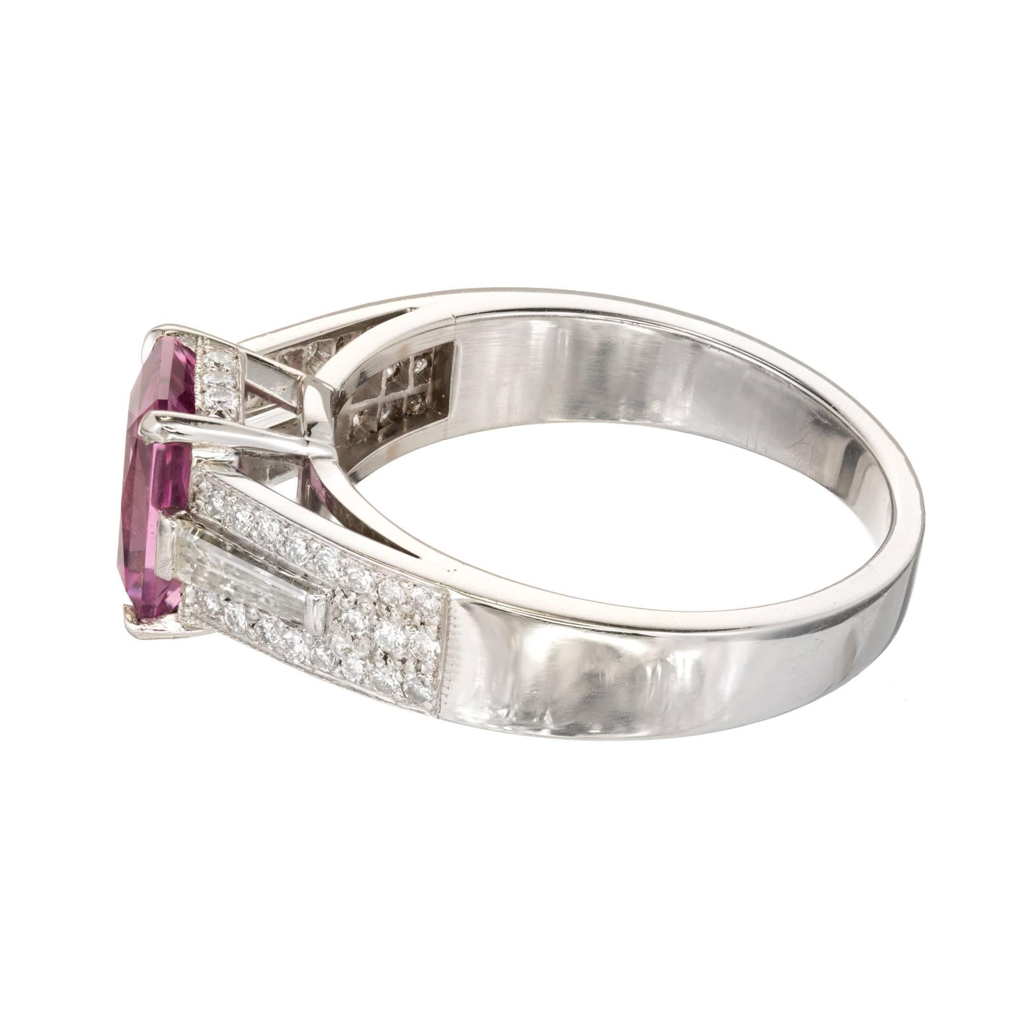 Peter Suchy 2.06 Carat Pink Sapphire Diamond Platinum Engagement Ring For Sale 3
