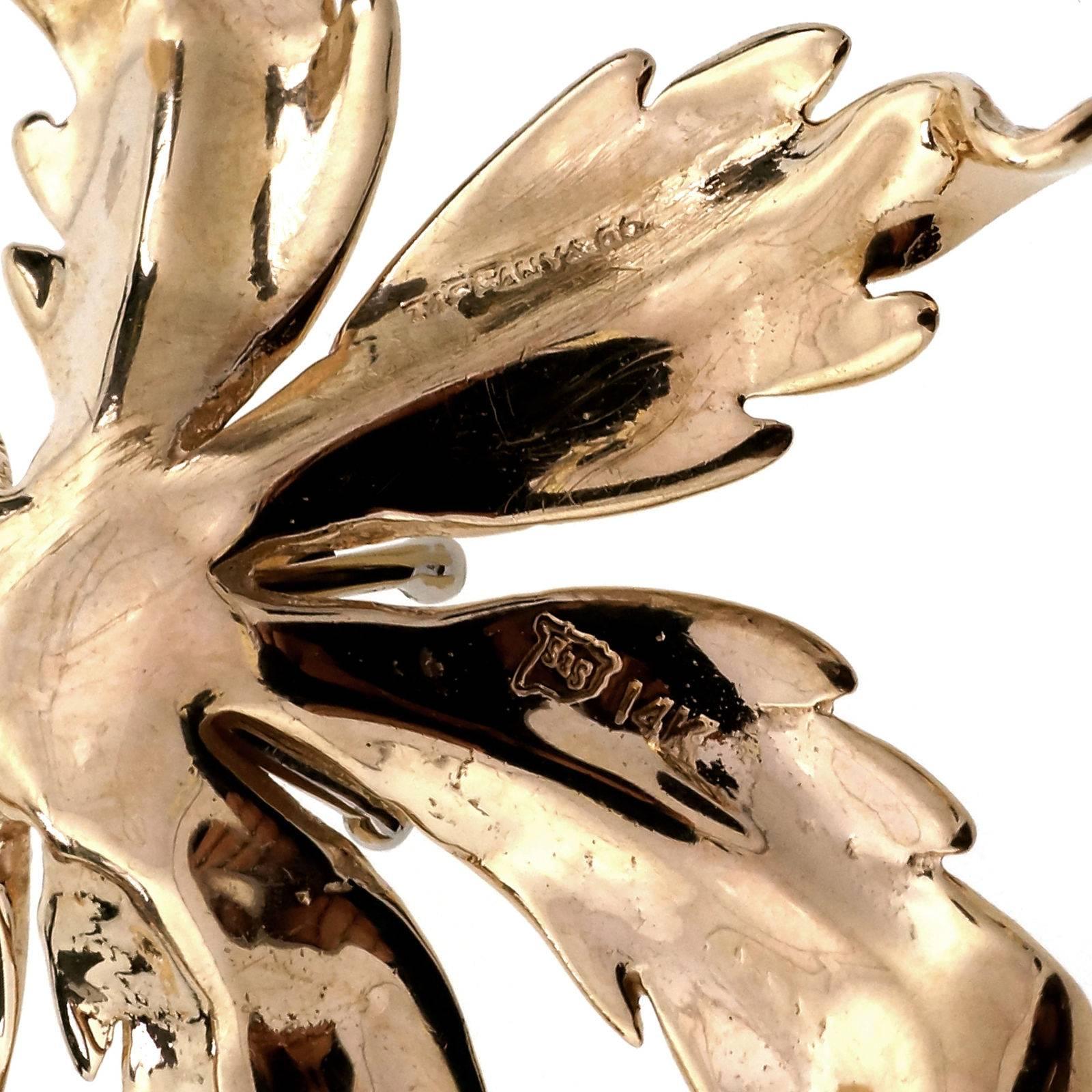 Women's Tiffany & Co. Diamond Sapphire Gold Flower Brooch