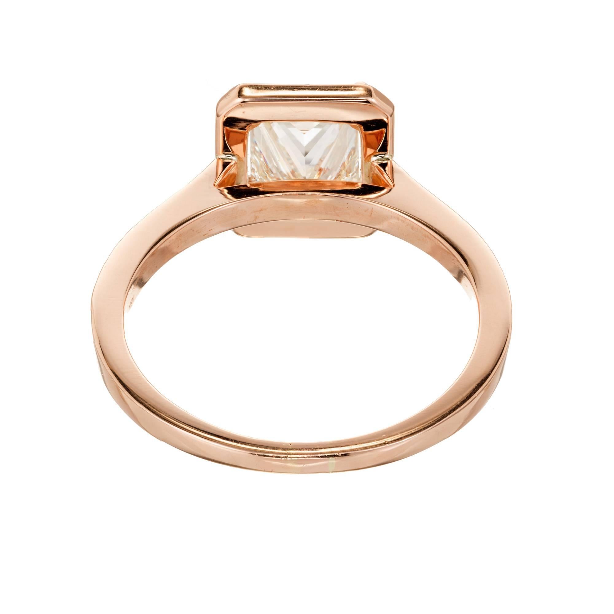 GIA Certified Peter Suchy 1.00 Carat Diamond Halo Rose Gold Engagement Ring For Sale 1