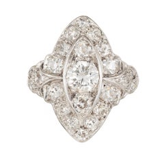 Art Deco .50 Carat Diamond Platinum Cocktail Dinner Ring