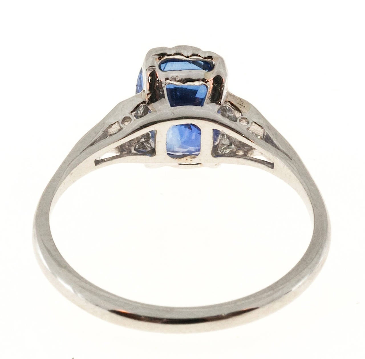 Natural Sapphire Mixed Shape Diamond Platinum Ring In Good Condition In Stamford, CT
