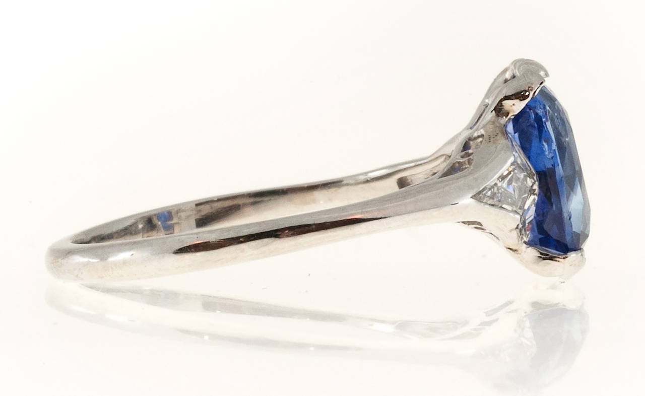 Women's Natural Sapphire Mixed Shape Diamond Platinum Ring