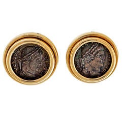 Bulgari Ancient Roman Coin Gold Earrings