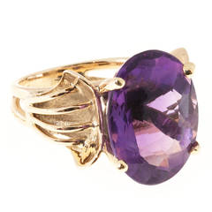 Retro Oval Bright Amethyst Gold Ring 2