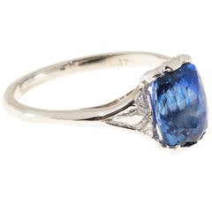Natural Sapphire Mixed Shape Diamond Platinum Ring