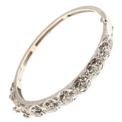 Old European Cut Diamond Gold Bangle Bracelet 11