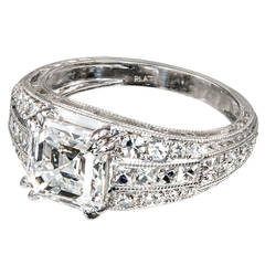 2.04 Carat Asscher Cut GIA Cert Diamond Platinum Ring