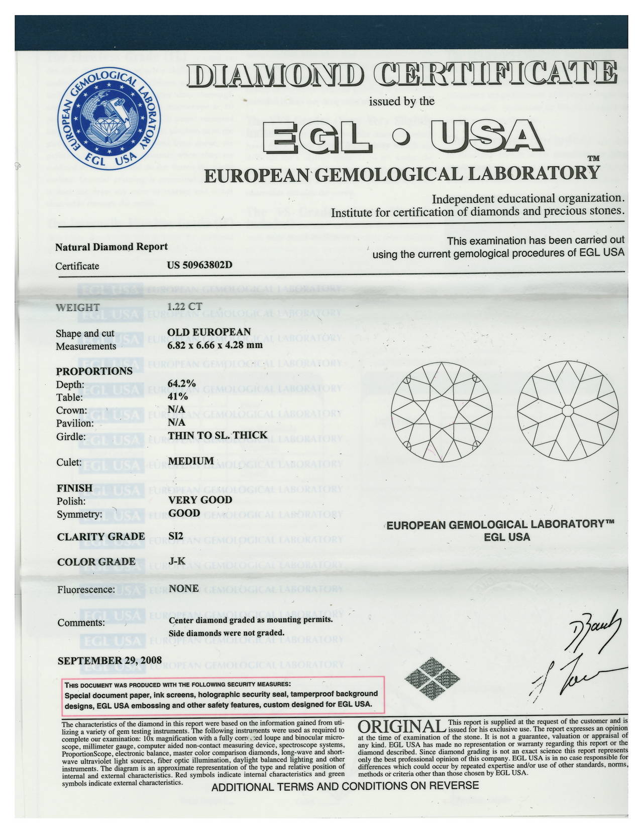 1,22 Karat Verlobungsring mit drei Steinen aus Weißgold mit alteuropäischem Schliff (Alteuropäischer Schliff) im Angebot