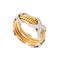 Vintage Tiffany & Co Schlumberger 4 Row Diamond "X" Ring