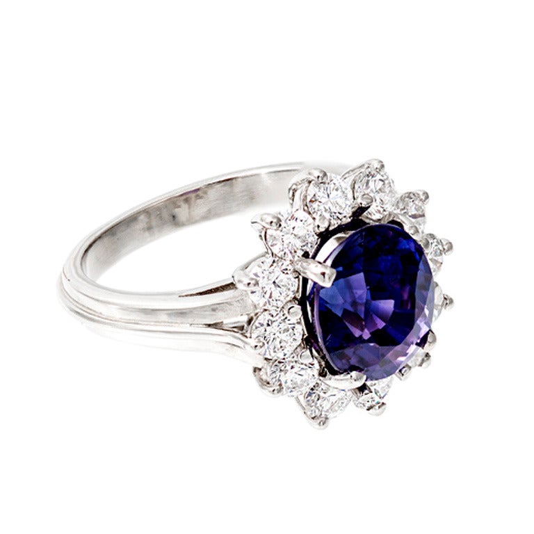 Color Change Blue Purple Sapphire And Diamond Ring For Sale at 1stdibs