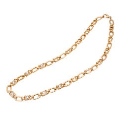 Fred Paris Diamond Gold Open Link Chain Necklace 8