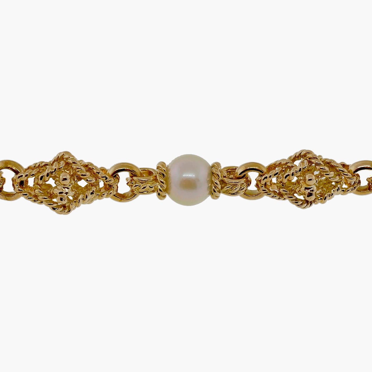 Women's Heavy South Sea Cultured Pearl Textured Gold Bracelet