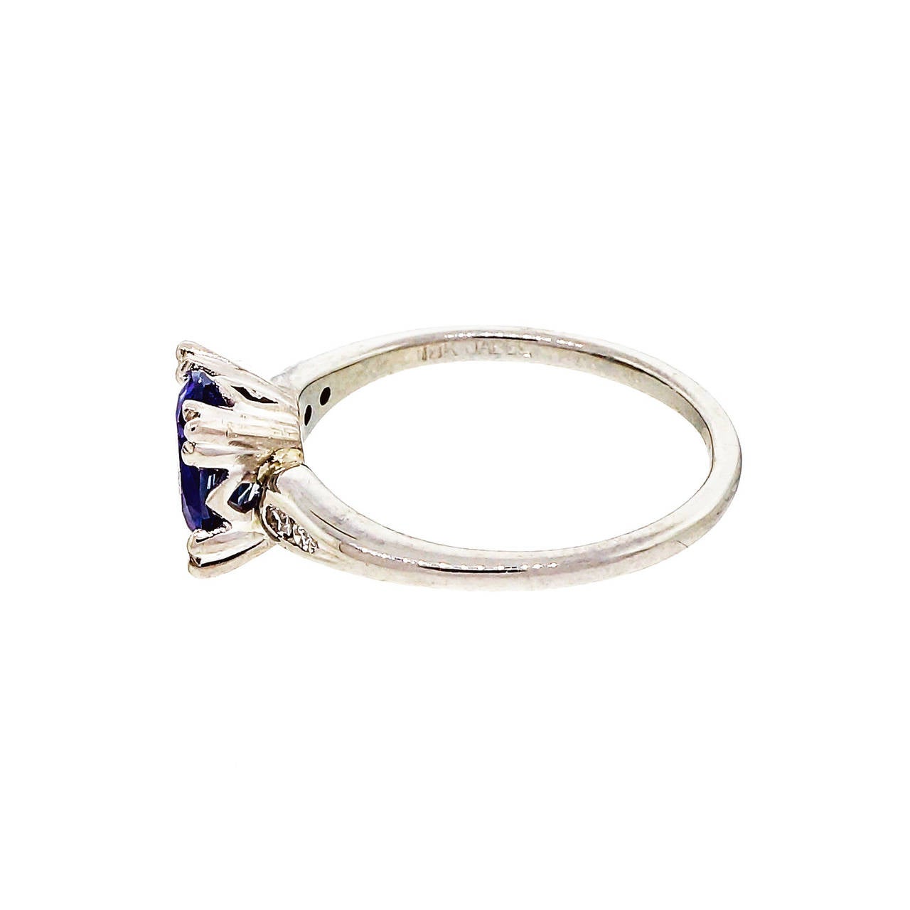 Art Deco Jabel Natural GIA Cert Blue Sapphire Diamond Gold Engagement Ring