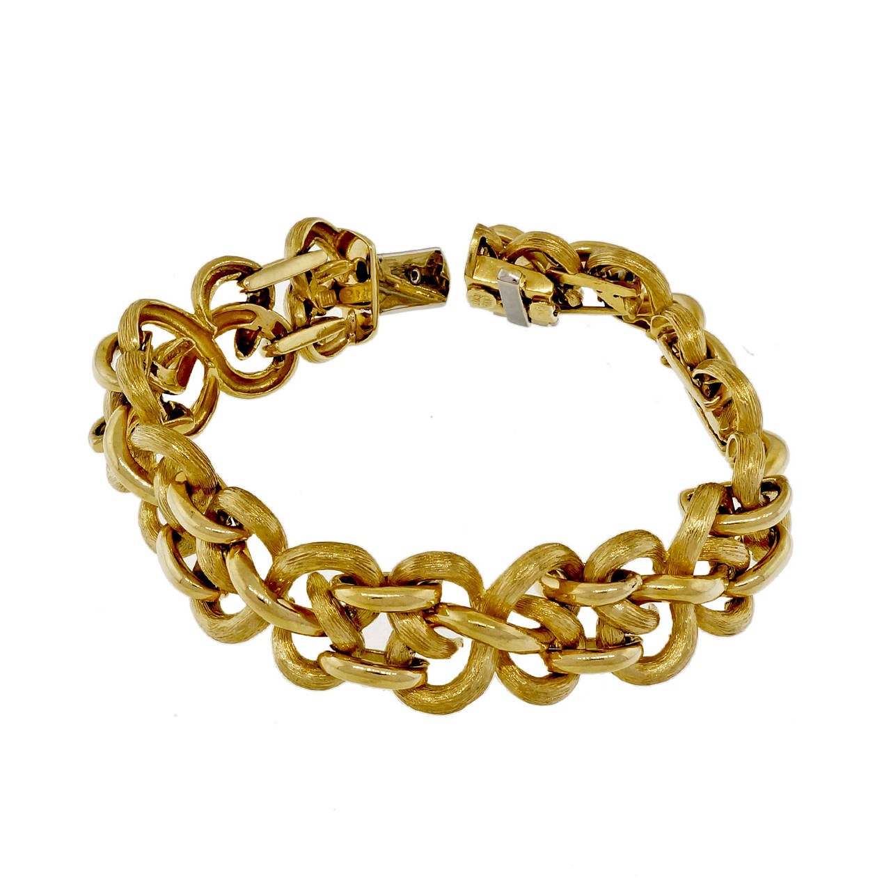 Retro Henry Dunay Heavy Yellow Gold Interlocking Link Bracelet