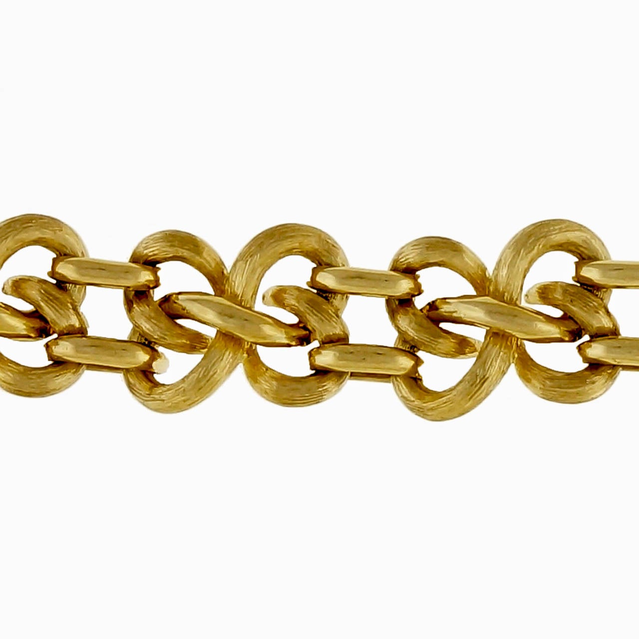 Henry Dunay Heavy Yellow Gold Interlocking Link Bracelet In Good Condition In Stamford, CT