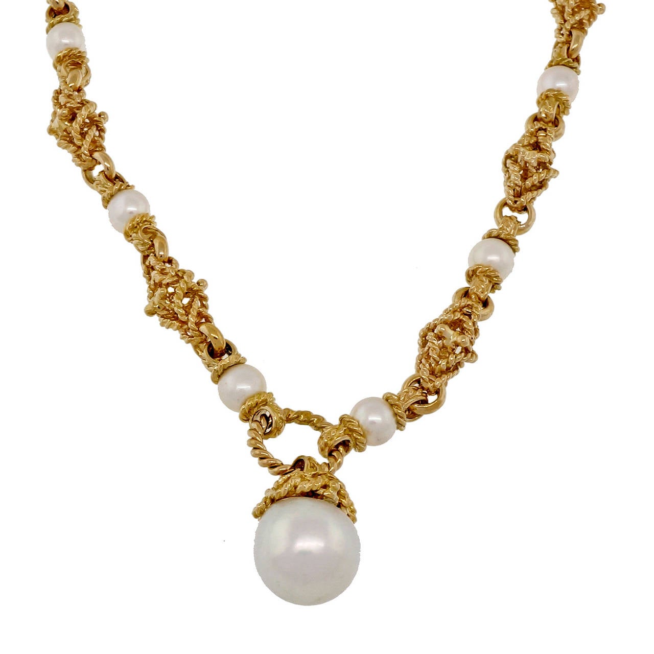 Women's Heavy South Sea Cultured Pearl Gold Link Chain Necklace