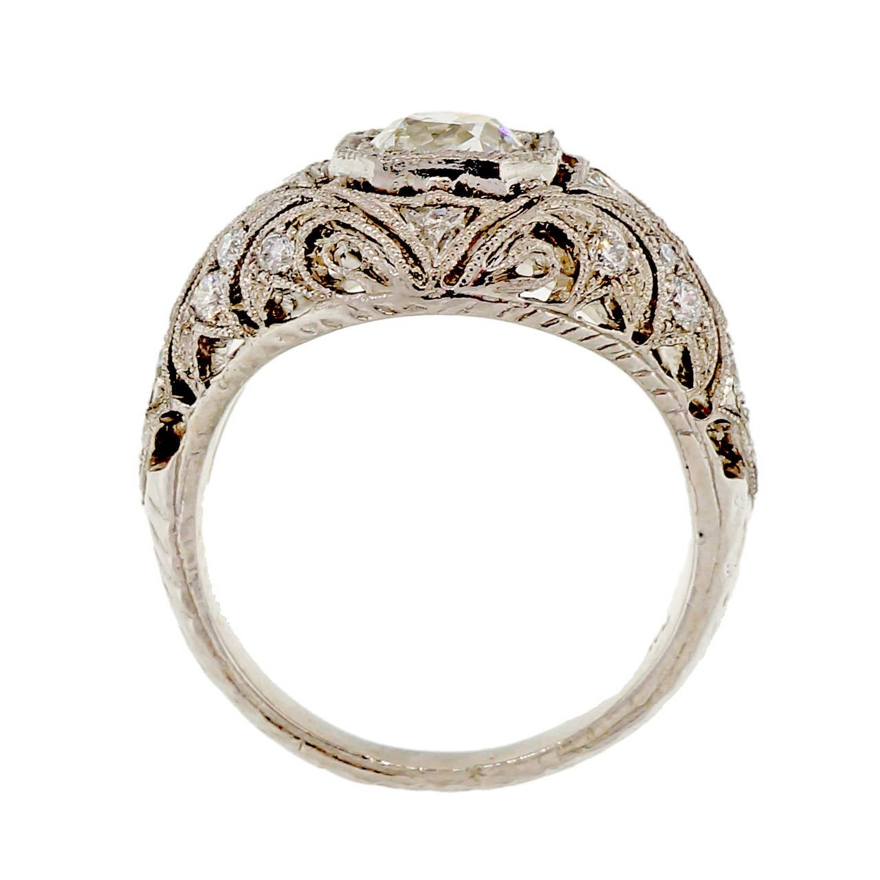Old European Cut Diamond Platinum Engagement Ring