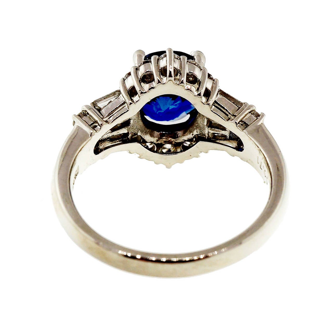 Oval Cornflower Blue Sapphire Diamond Platinum Ring 1