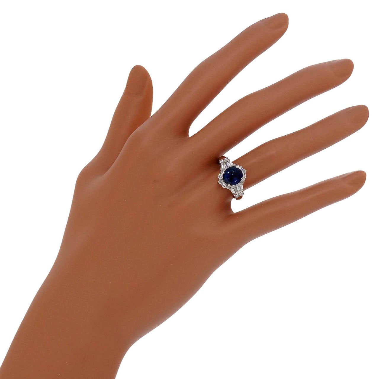 Oval Cornflower Blue Sapphire Diamond Platinum Ring 3