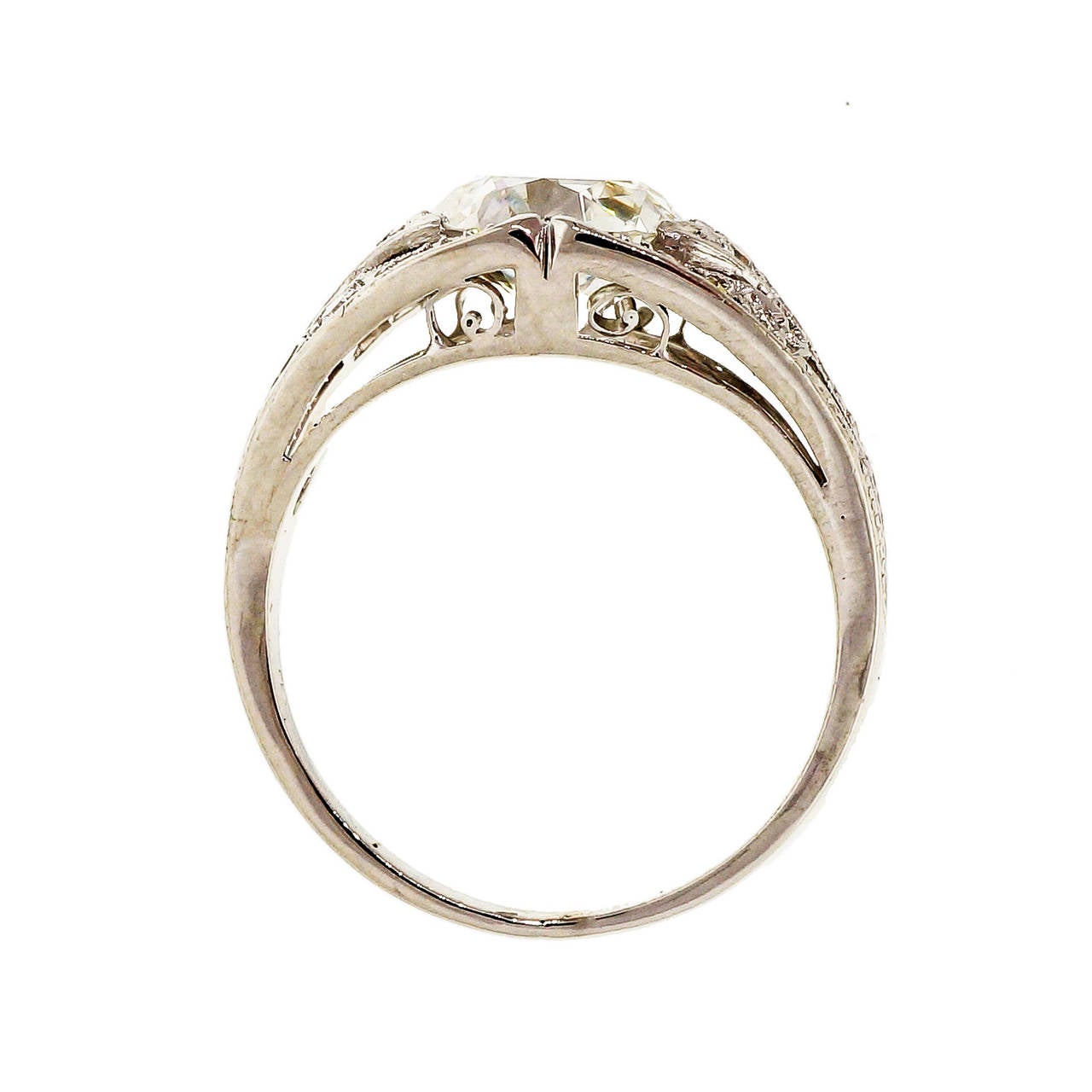GIA Cert Ideal Old European Cut Diamond Platinum Engagement Ring 1