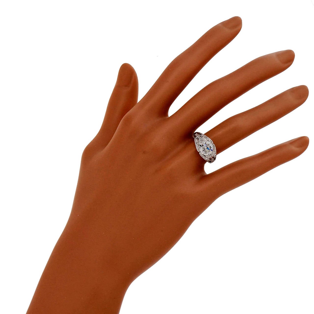 Women's GIA Cert Ideal Old European Cut Diamond Platinum Engagement Ring