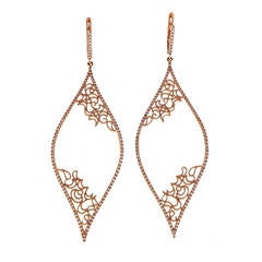 Diamond Micro Pave Rose Gold Dangle Earrings 2